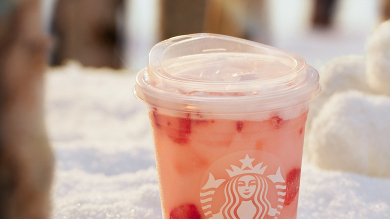 Pink Drink in the snow