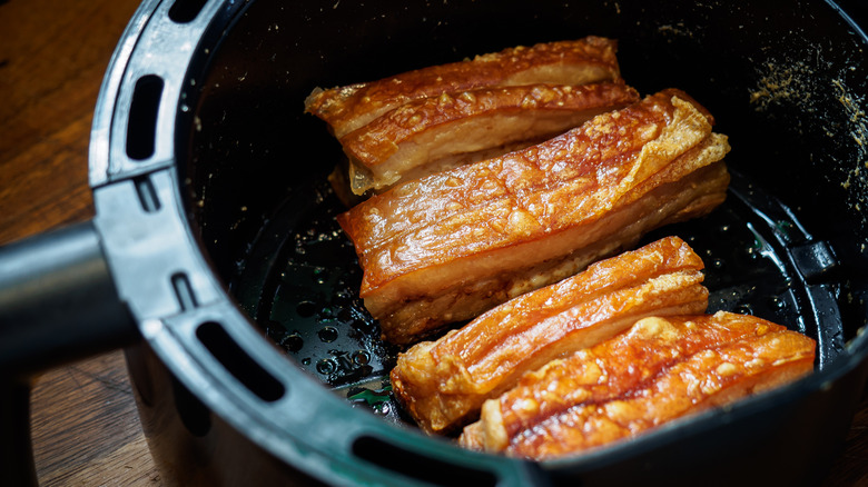 Cooked pork in air fryer