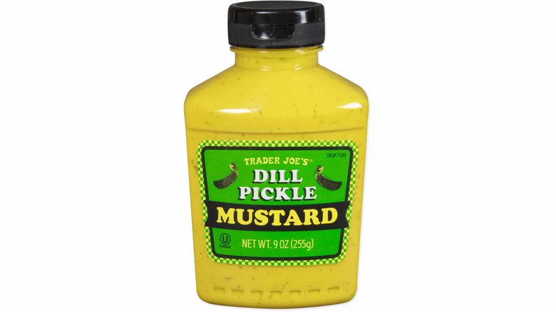 Dill pickle mustard bottle