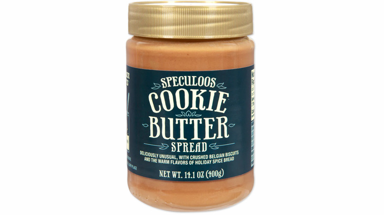 Cookie butter jar on white background