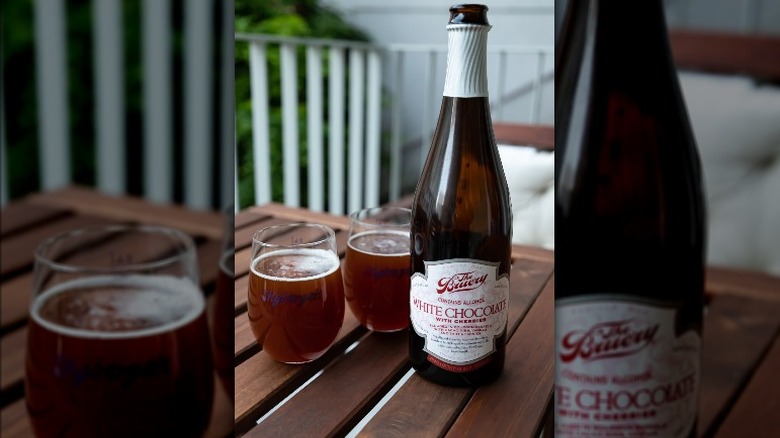 The Bruery White chocolate bottle with glass 