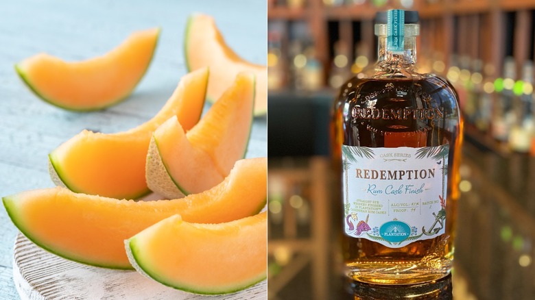 Slices of cantaloupe with Redemption Rum Cask finish bourbon