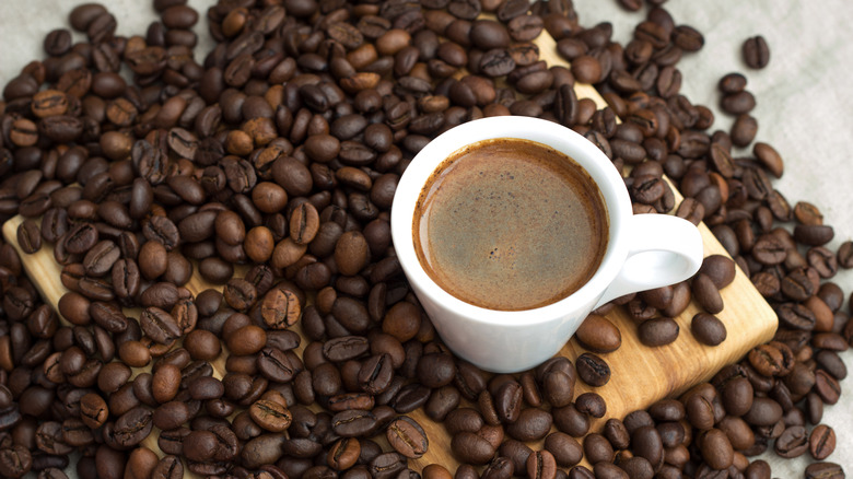 espresso and coffee beans