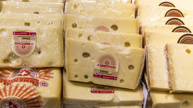 slices of Swiss cheese Emmentaler