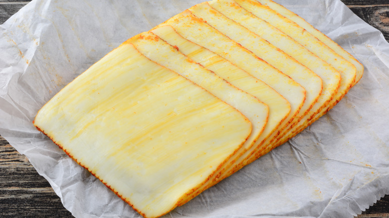 stack of muenster cheese slices