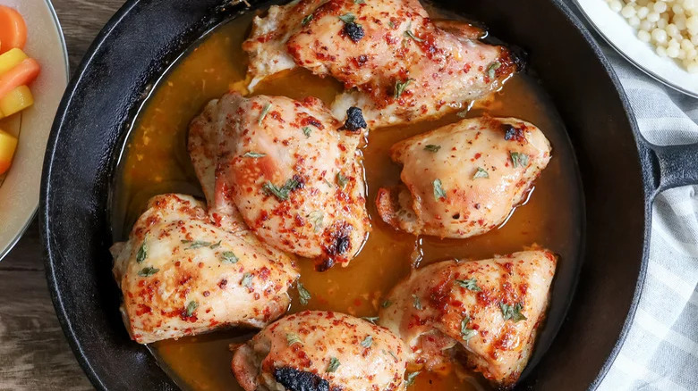 Baked chicken in pan