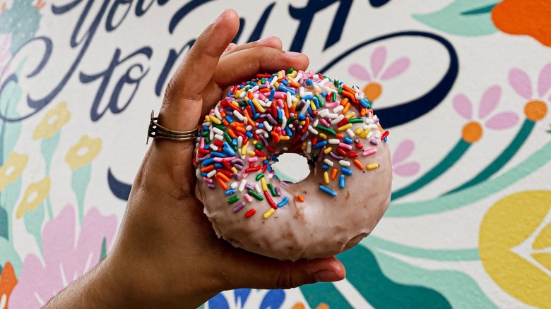 strawberry cereal milk donut