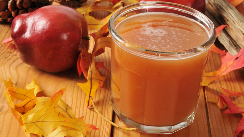 Glass of unfiltered apple juice