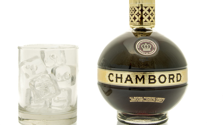 bottle of Chambord and glass