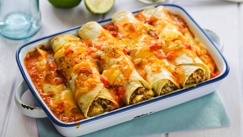 Dish of enchiladas