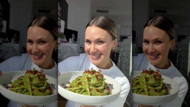 Meredith Hayden posing with pasta