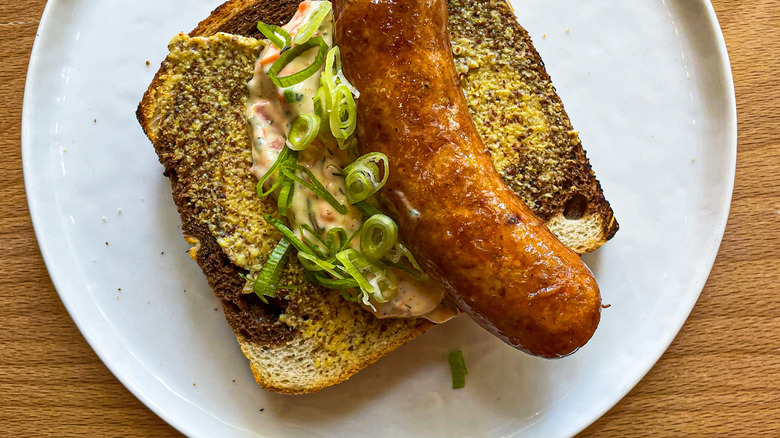 smoked chicken sausage with remoulade