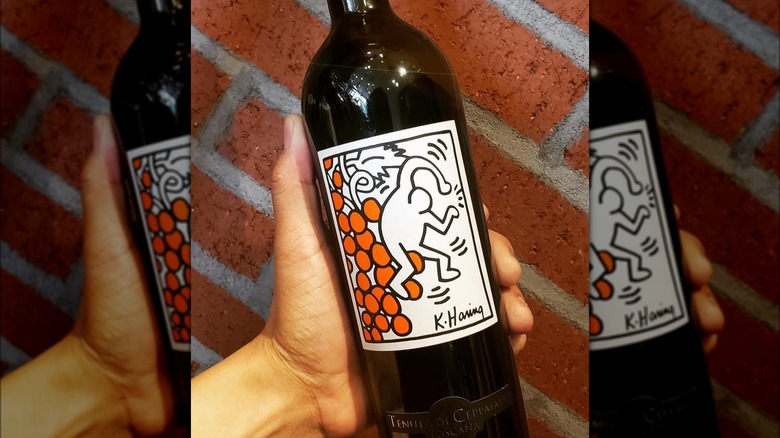 Keith Haring wine bottle label