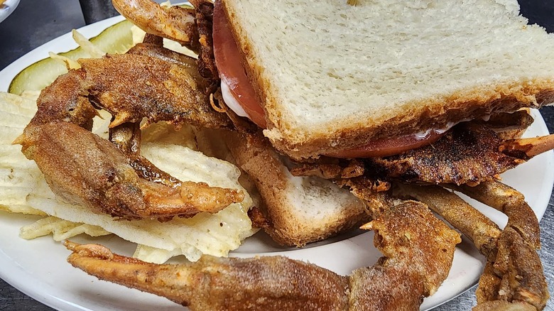 Fried crab on bread