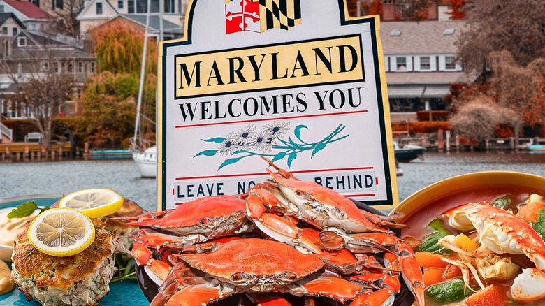 Crabs and Maryland state sign