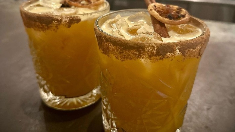 two pumpkin margaritas 