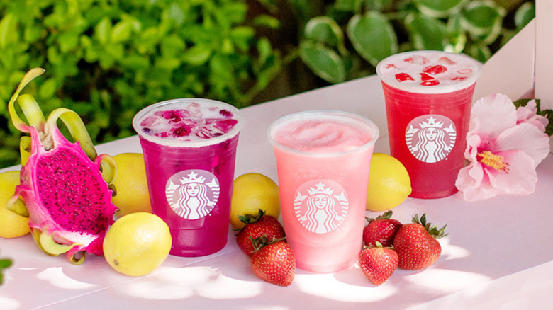 Three Starbucks lemonade drinks