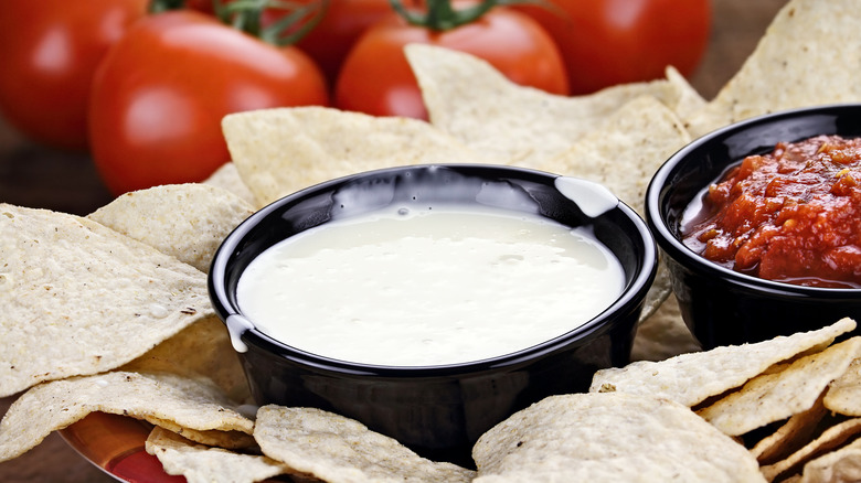 Melted queso fresco and chips