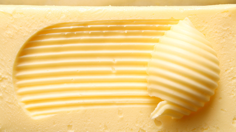 Knife mark in butter