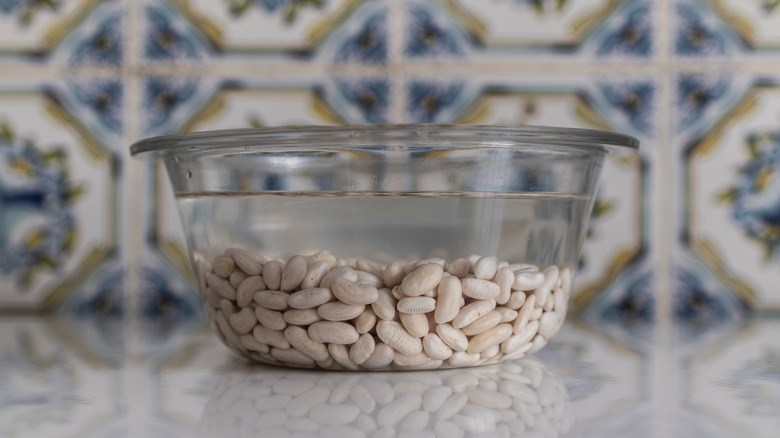 Soaking beans in water