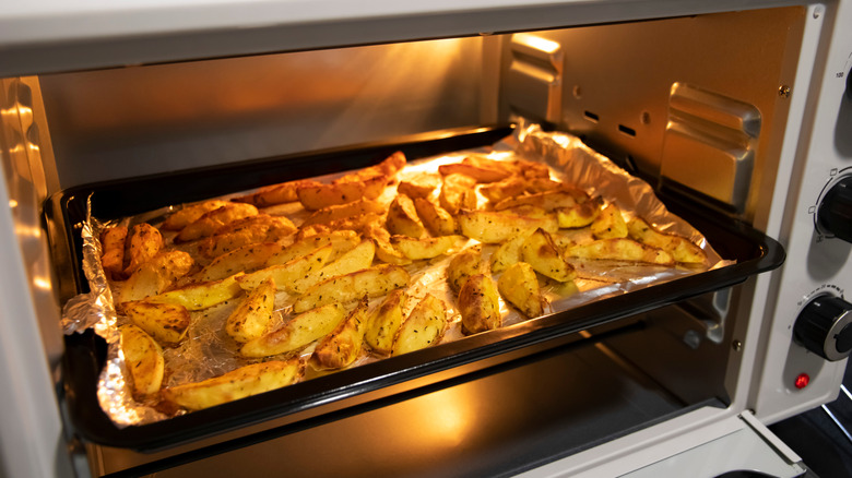 Closeup of oven baked potatoes