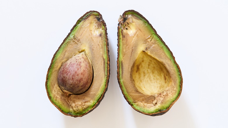 Sliced avocados gone bad