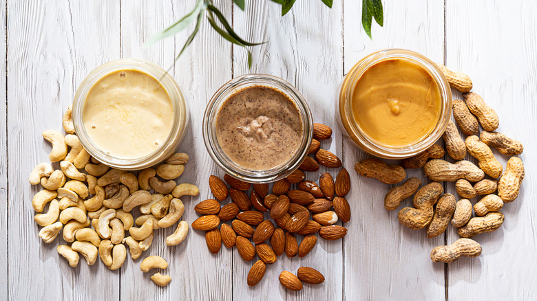Three types of nut butter