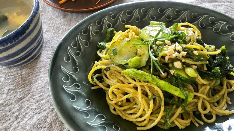 Yellow pea pasta dish