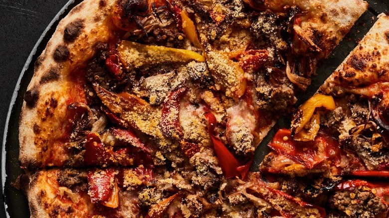 BAIA smoky sausage vegan pizza