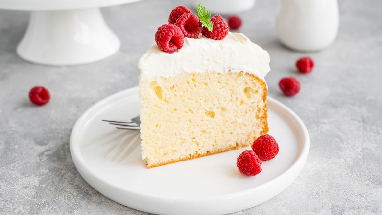 Tres leches cake on plate