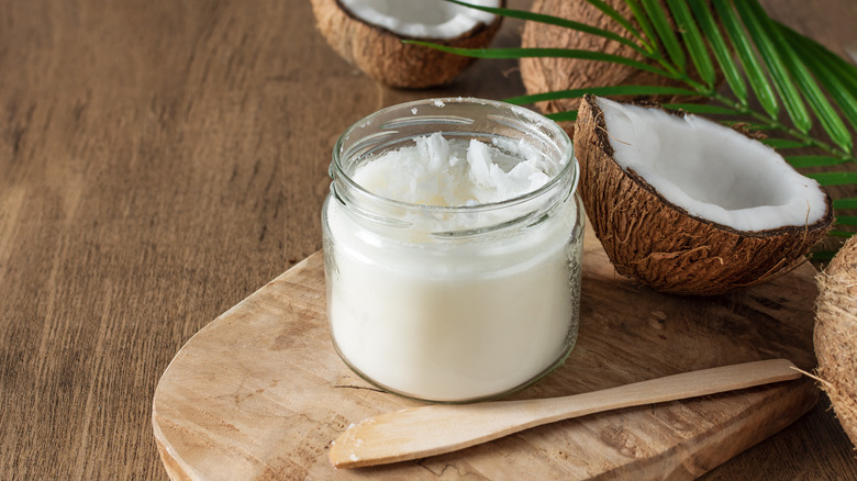 Fresh coconut butter in jar