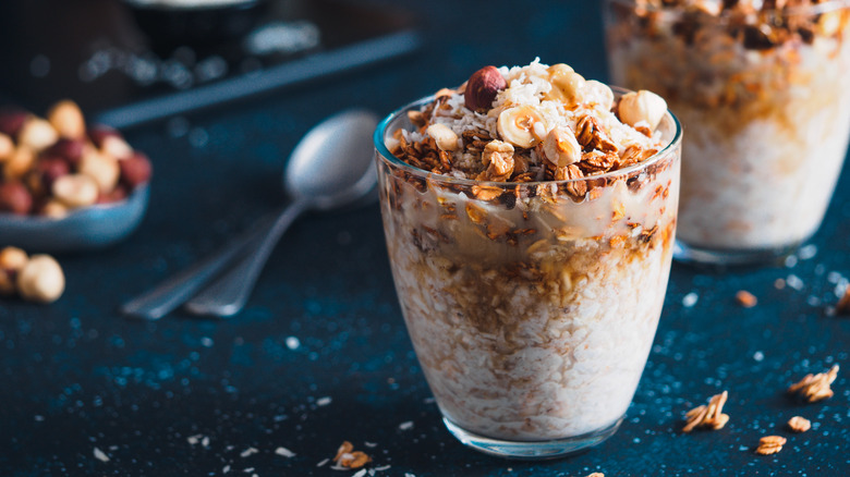 Coconut overnight oats with granola