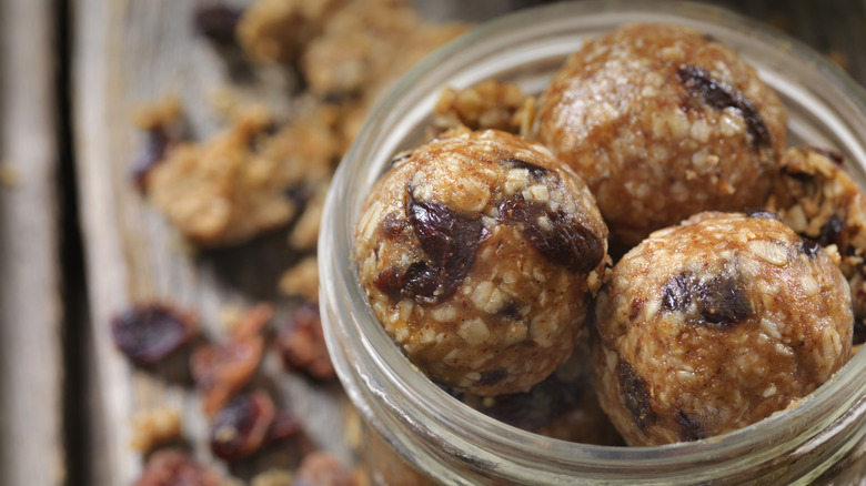 Homemade energy balls with coconut