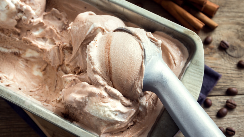 Pan of homemade ice cream