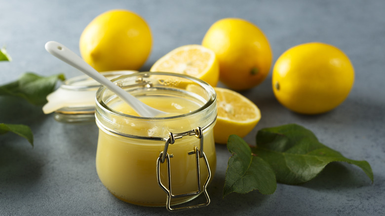 Jar of curd with lemons