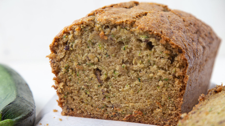 zucchini bread with slice removed