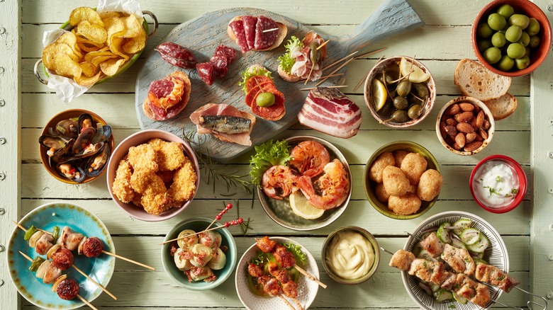 Table with assorted tapas