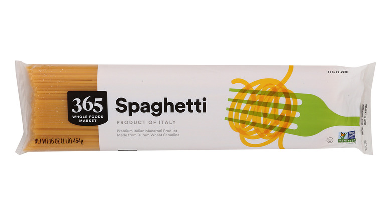 Box of Whole Foods spaghetti