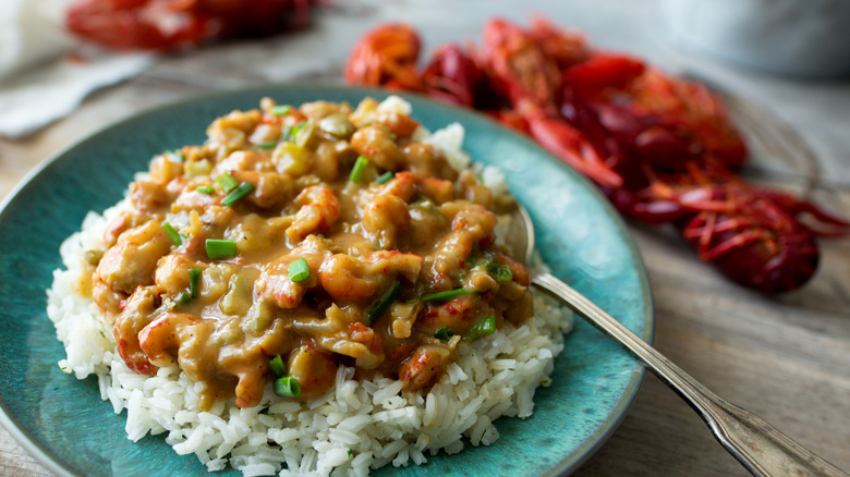 crawfish étoufée over rice