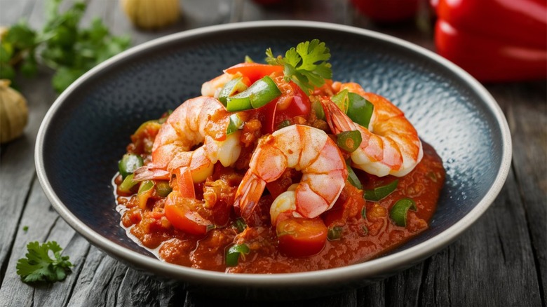 shrimp Creole black bowl