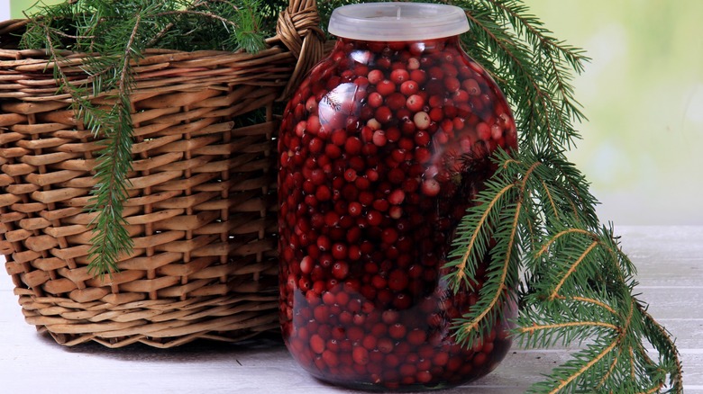 Large jar of cranberries