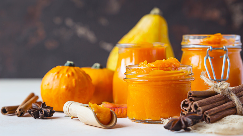 Pumpkin puree in jar