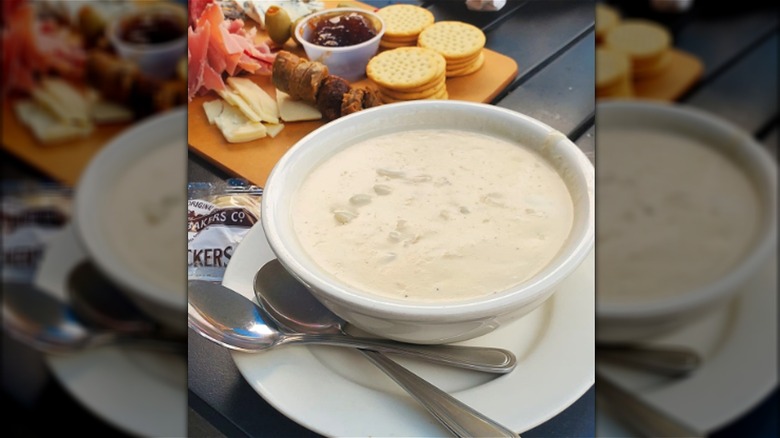 clam chowder and grazing board