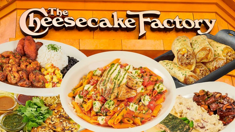 Cheesecake Factory dishes with storefront