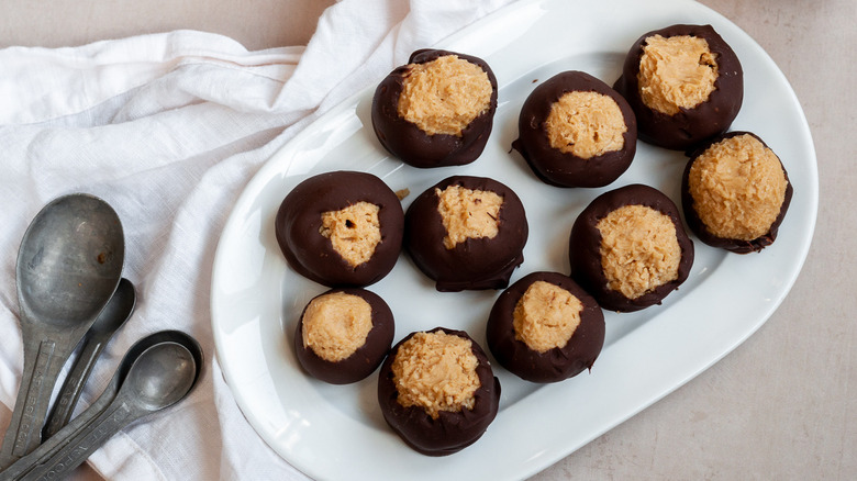 Buckeyes on white platter