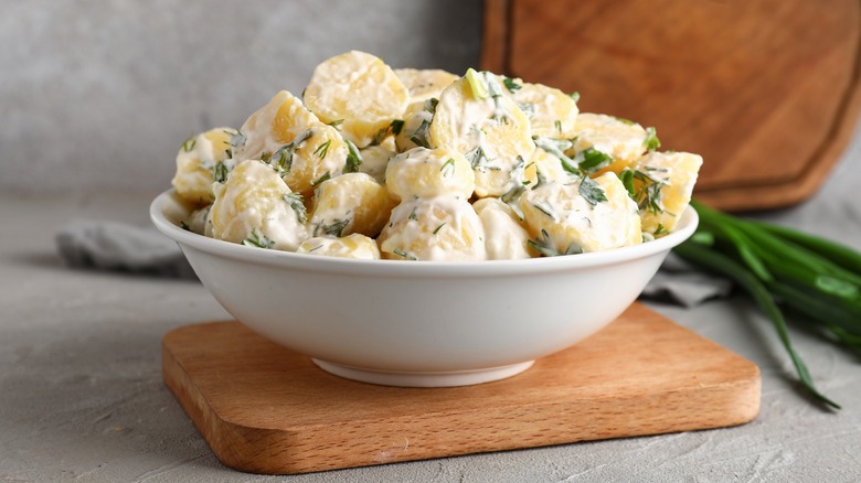 Creamy potato salad in bowl