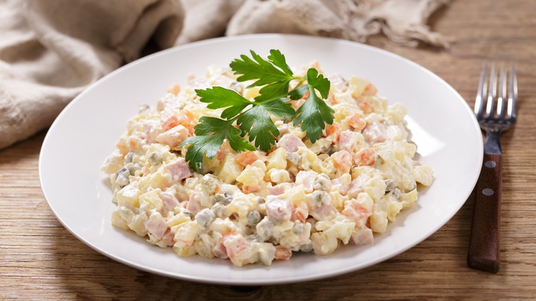 Dominican potato salad on plate