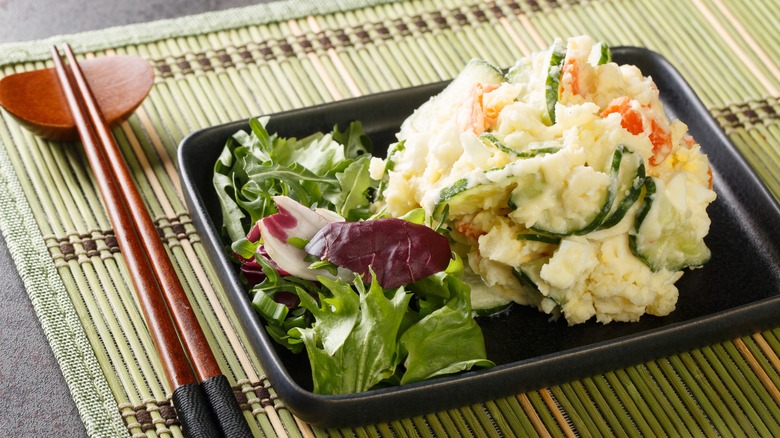 Japanese potato salad with lettuce
