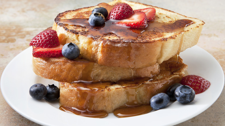 French toast on white plate