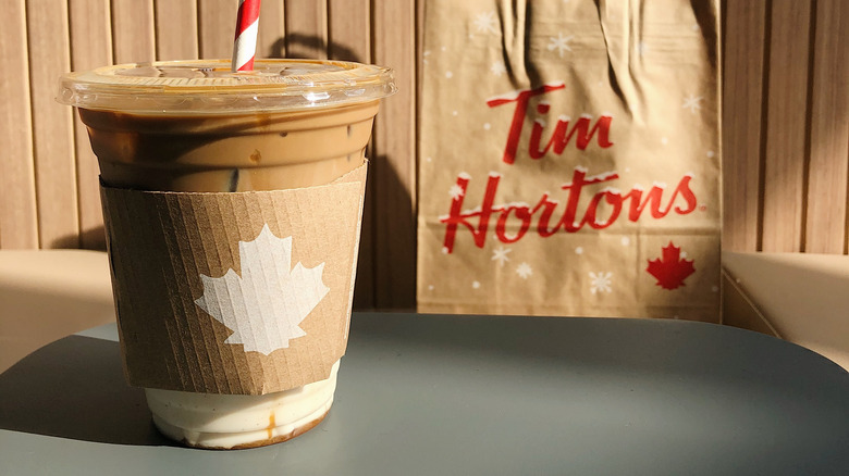 Tim Hortons coffee and bag